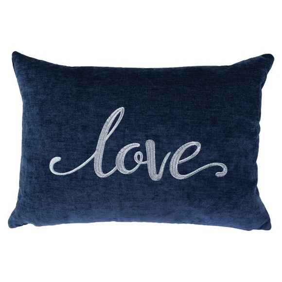 Rodeo Home "Love" Embroidery Decorative Typography Pillow - Picture 1 of 4